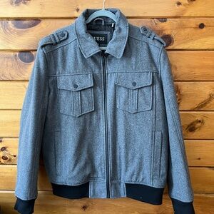 GUESS Men's Charcoal Military Jacket